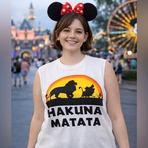 Disney White Hakuna Matata Tank Top Size XL